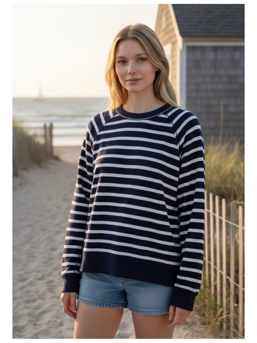Aerie Striped Pullover Top L